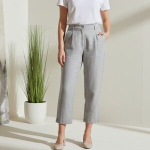 Poetry Grey Linen Pants Light Grey Straight Leg Cropped Trousers Size 8